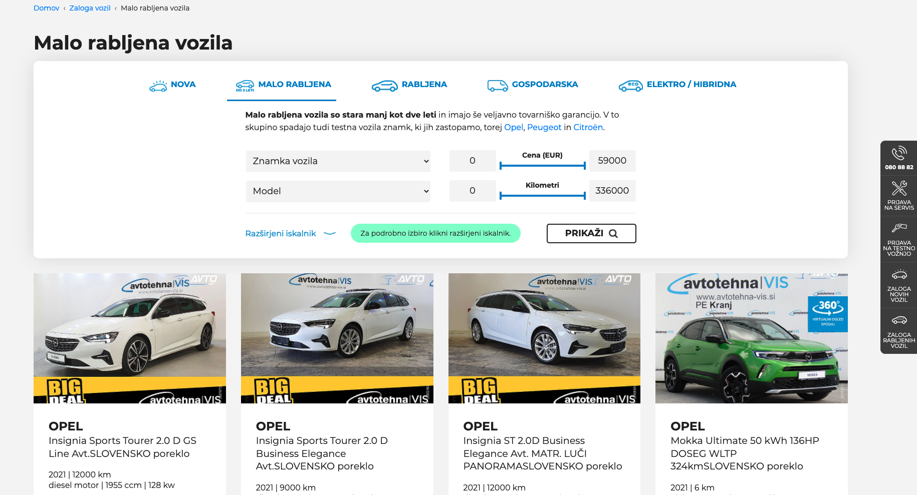 rabljeni avtomobili spletna stran Avtotehna VIS